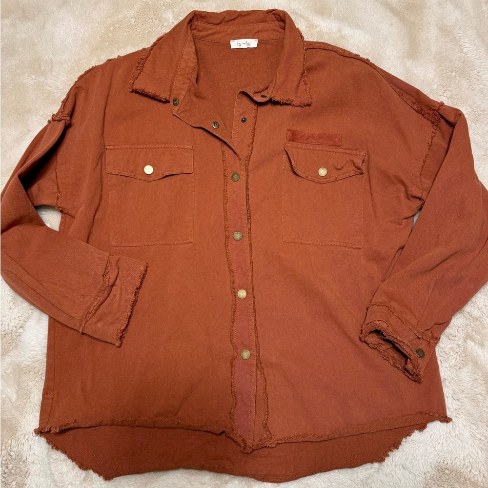Rust Button-Up Shirt Jacket